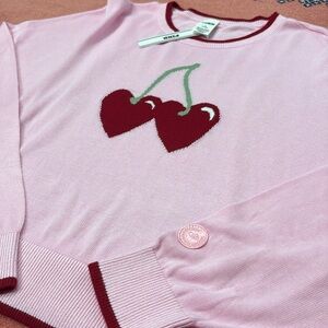 Pink Victoria Secret Knit Sweater with Cherries new with tags